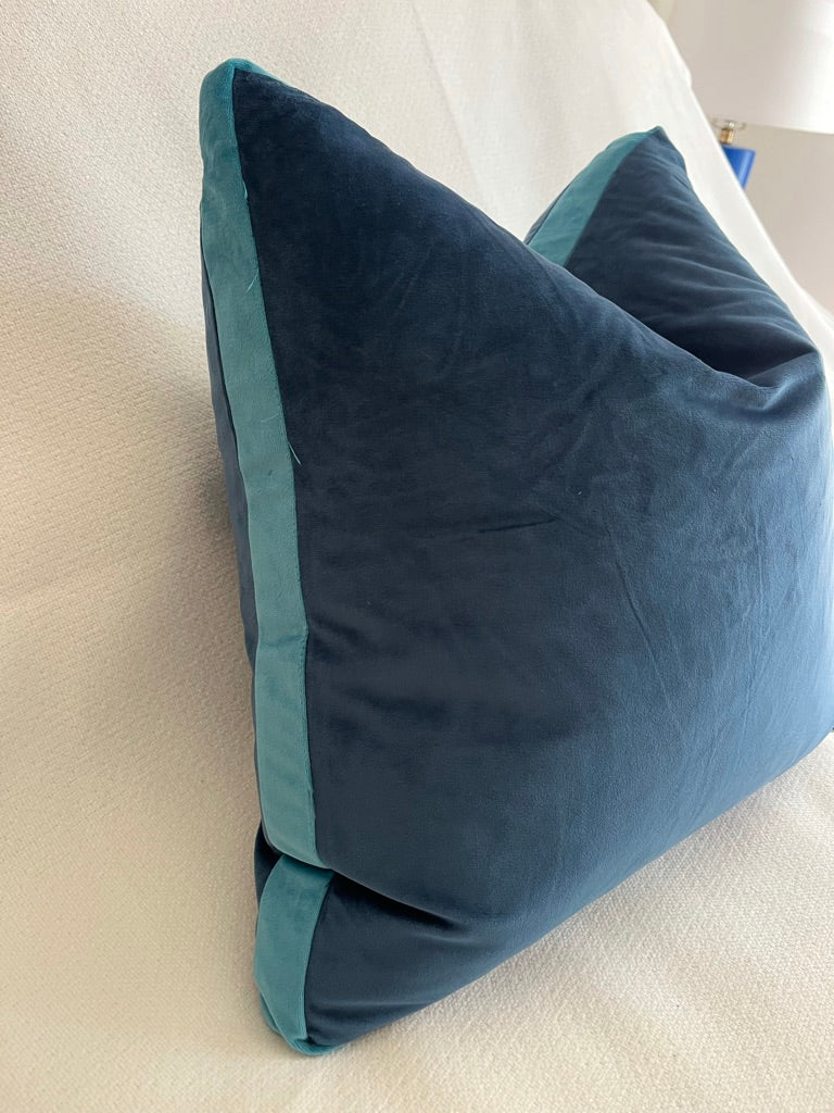Capri Blue Velvet Throw Pillow