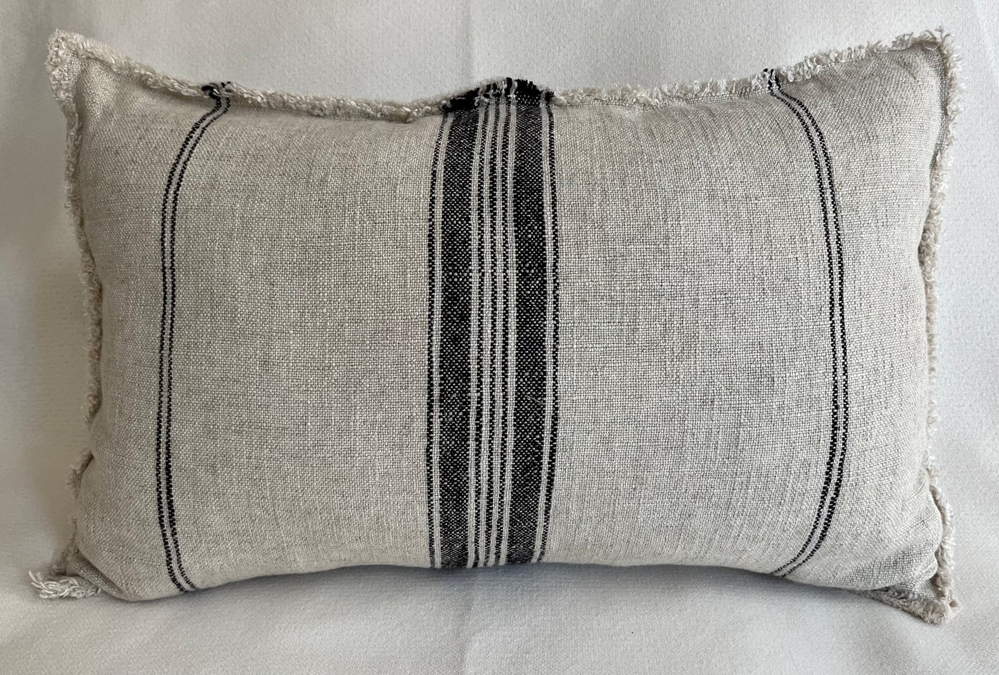 Black Stripe Raw Edge Pillow