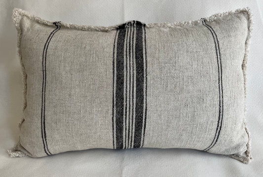 Black Stripe Raw Edge Pillow
