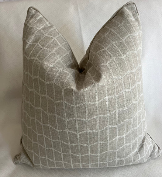 Cream and White Geometric Throw Pillow